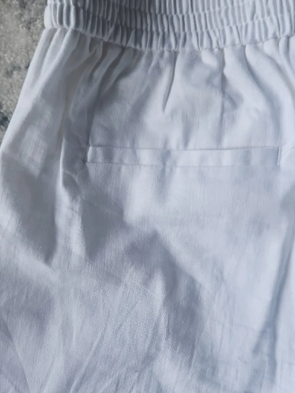 White Women's Wide-Leg Linen Blend Pants